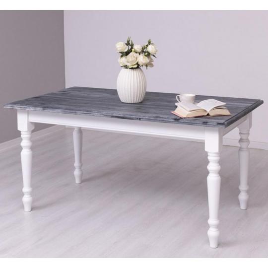 biela lacna provansalska mediteranska country antikovane masivne drevo sedy stol shabby jedalen nabytok nabytky kuchyna masivny rustikalny vintage chalupa 180cm svetly stol lameridiana interier provence hneda dvojfarebna.jpg